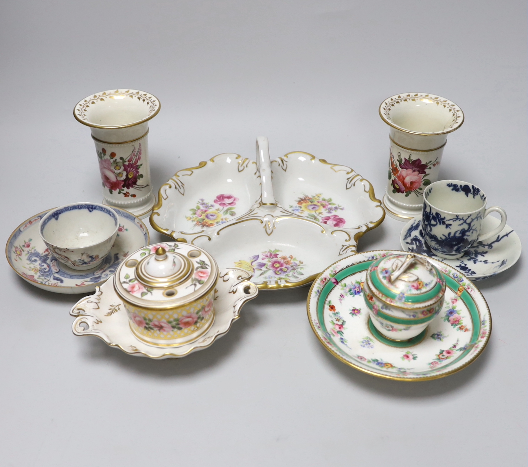 A group of Worcester and Derby 19th century china etc
